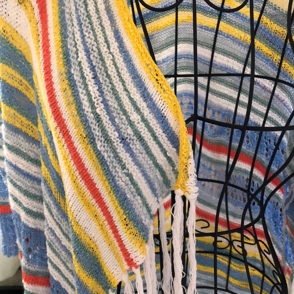 Ruby Rd. Rainbow/Multi-Color Fringe Cardigan - Picture 4 of 6